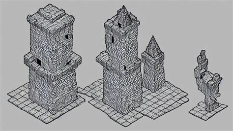 Isometric View Of A Wizard Tower That S Surrounded By Stable