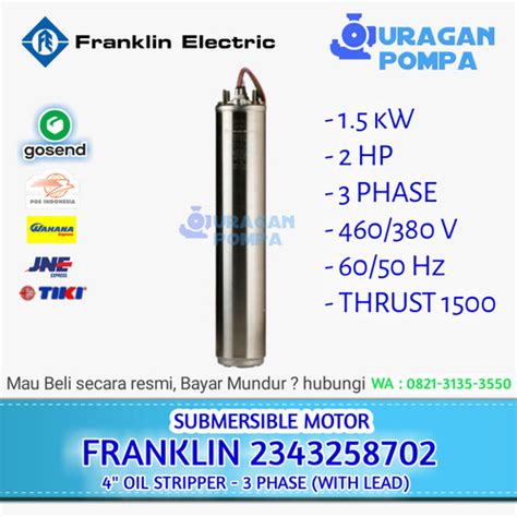 Jual Pompa Submersible Franklin 2343258702 1 5kW 2 HP 3 Phase Water