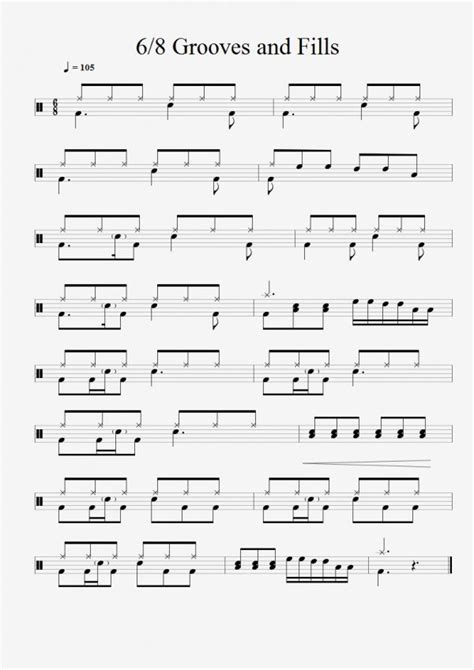 6 8 Time Signature Grooves And Fills Drums Beats Drum Patterns