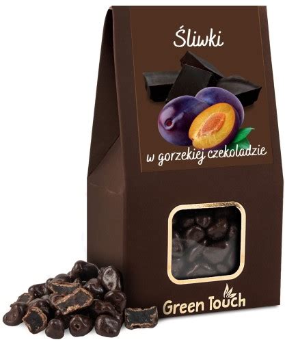 Śliwki suszone w gorzkiej czekoladzie 100 g Green Touch