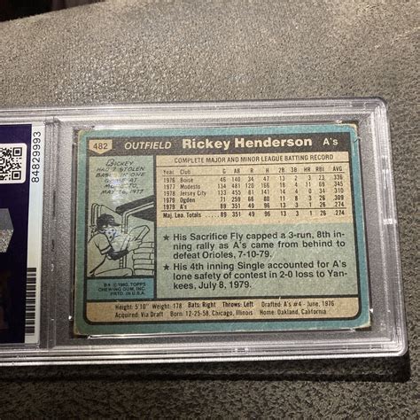 Ricky Henderson Card Rookie Psa Autograph Baseball Hof Ebay