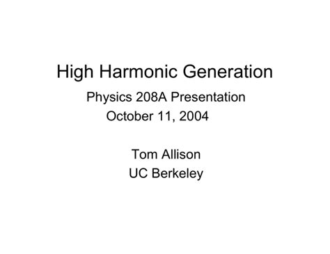 High Harmonic Generation