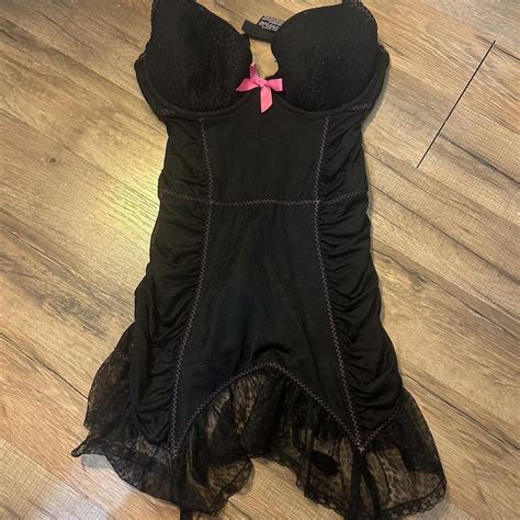 Vintage Victorias Secret Black Lingerie Baby Doll Depop