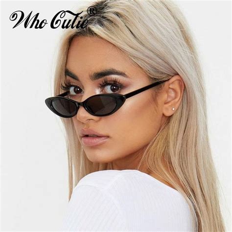 Who Cutie Small Oval Sunglasses Women Cat Eye Brand Designer Vintage Retro Skinny Cateye Frame