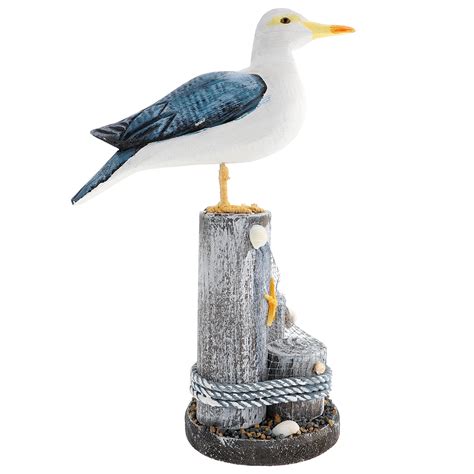 Nautical Seabird Figurine Wooden Figurine Ornaments Mediterranean Style