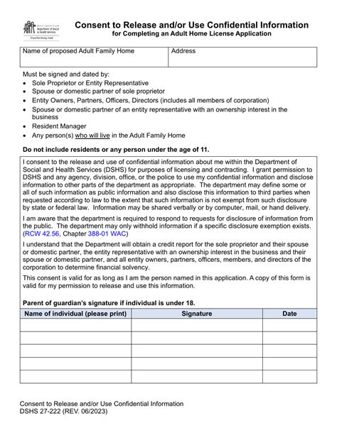 Dshs Form 27 222 Fill Out Sign Online And Download Printable Pdf