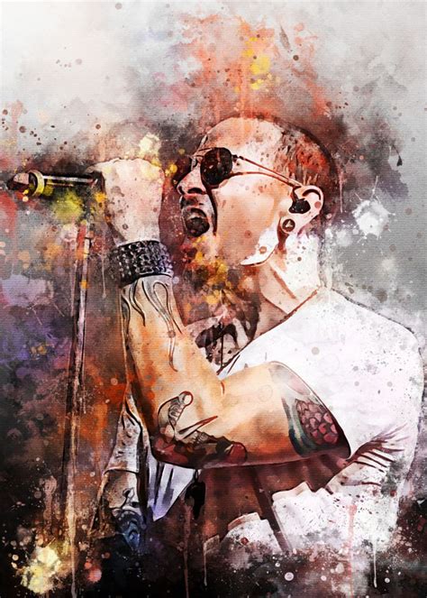 Chester Charles Bennington Poster Picture Metal Print Paint By