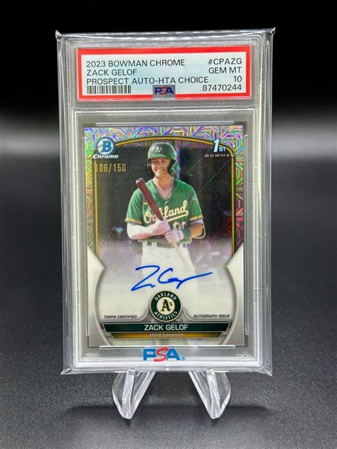 Zack Gelof 2023 Bowman Chrome CPA ZG Prospect Auto HTA Choice Mojo