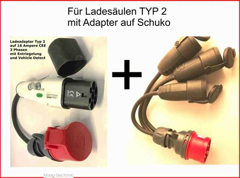 Megashop365 De Ev Ladekabel Typ 2 Auf Cee 16 A 3 Phasen Adapter Mit