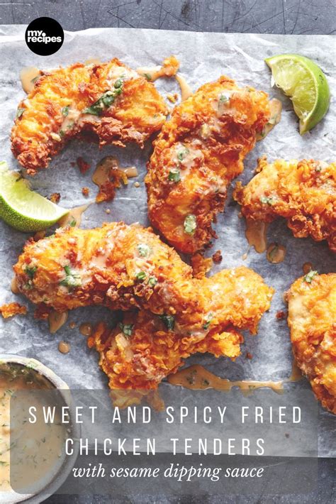 Sweet and Spicy Fried Chicken Tenders with Sesame Dipping Sauce Recipe ...