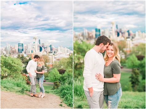 Sunset Downtown Seattle Engagement Ryan And Darion