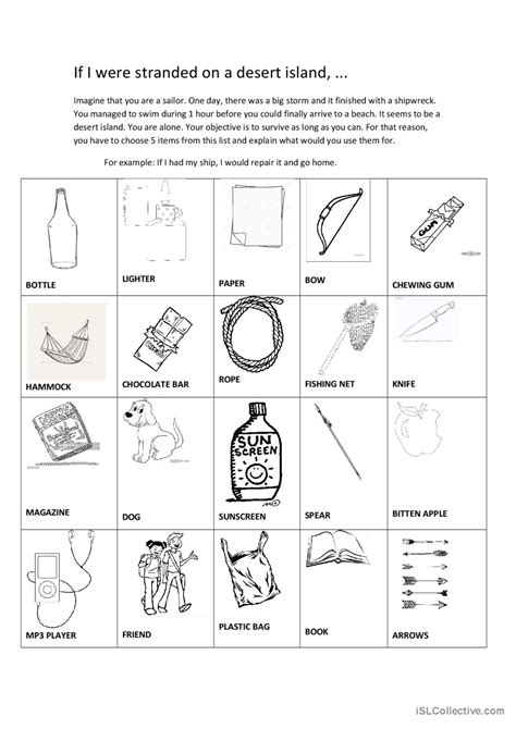 If I were stranded on a desert islan Français FLE fiches pedagogiques