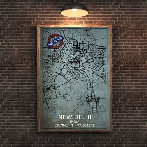Delhi Map Print | Delhi Map | India Map Art | Delhi City Road Map