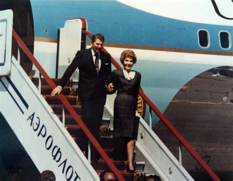 Ronald And Nancy Reagan Deplaning In Moscow On An Official State Visit