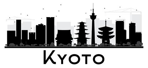 Kyoto City skyline black and white silhouette. 9759489 Vector Art at ...