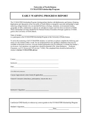 Fillable Online Arts Sciences Und Early Warning Report Docx Fax Email