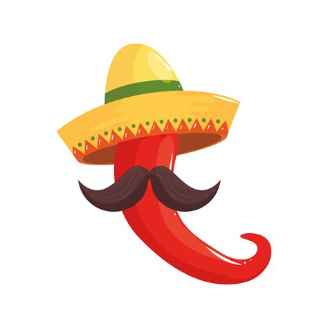 Isolated Mexican Chilli Hat And Mustache Vector Design 4833477 Vector