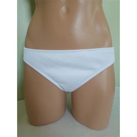 Bar Iii Swim Bar Iii White Ribbed Cheeky Bikini Bottom Size Xl