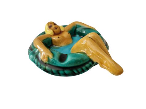 Erotic Mid Century Ceramic Ashtray With Naked Woman By Vallauris