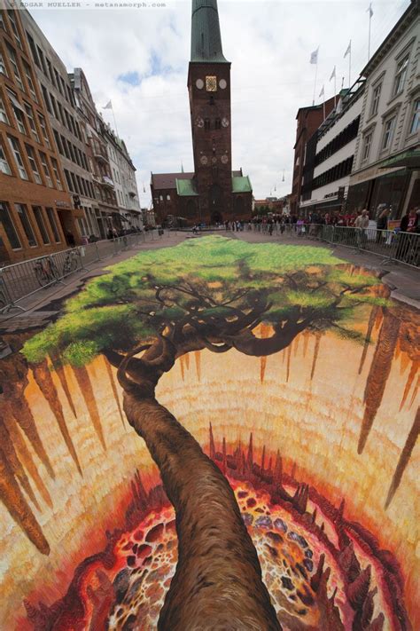 The Tree, anamorphic art by Edgar Mueller at the 2011 Aarhus Festuge in ...