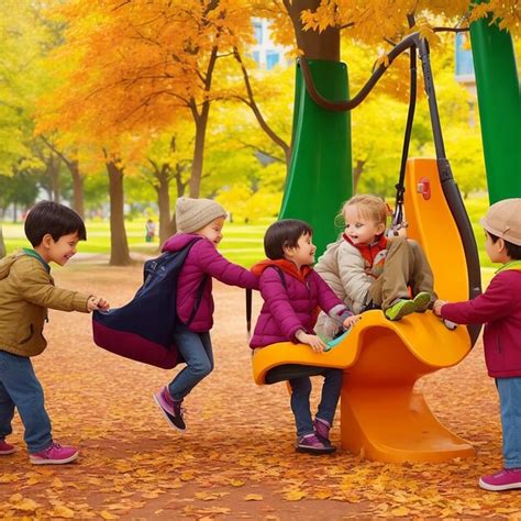 Una fotografía de niños jugando en un parque colorido la imagen muestra