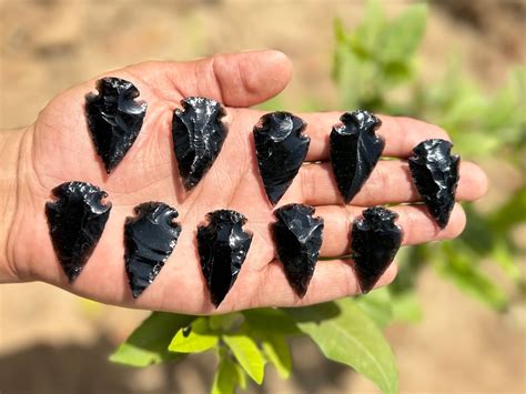 Bulk Pcs Black Obsidian Arrowhead Points Spearhead Jewelery