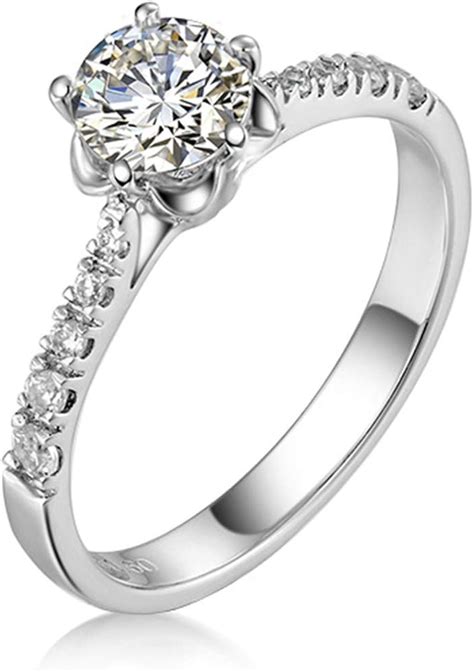 Daesar Bague Mariage Or Blanc 14K Bagues Femme Moissanite À Six