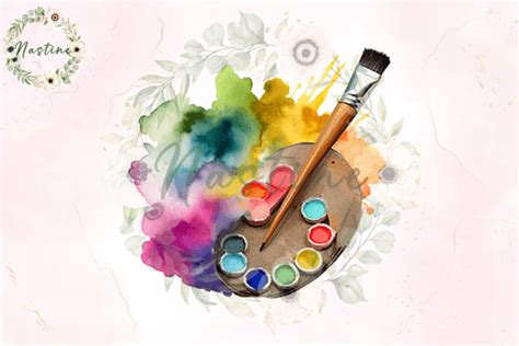 Watercolor Artist Paint Palette Clipart Graphic By Nastine, 58% OFF