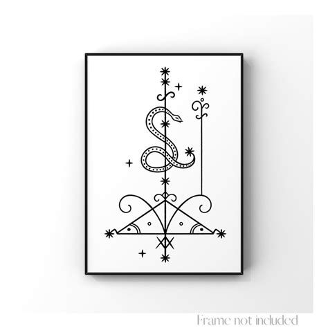 Veve Loko Voodoo Symbol Print Loco Loa Sigil New Orleans Magic Poster