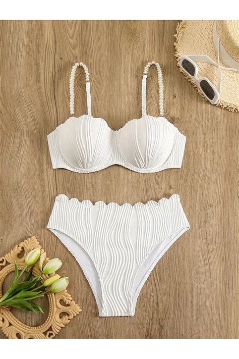 Neednstore Kad N Beyaz Deniz Kabu U Tasar M Nci Ask L Pileli Bikini Seti Mayo Nceltme Ve
