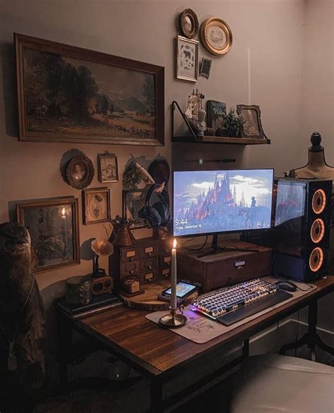 Dark Academia Vintage Pc Desk Dark Academia Room Ideas Dark Home