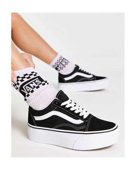 Vans Ua Old Skool Stackform Suedecanvas Trainers In Black Lyst