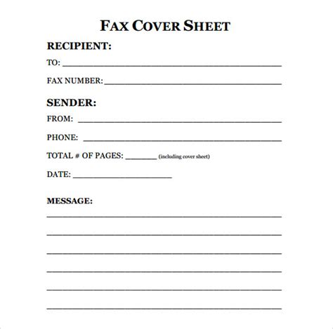 Printable Fax Cover Sheet Template