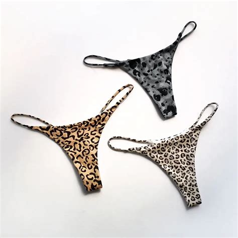 Fuyu Popular Design Women Leopard Strappy Thong Hot Sexy Low Waist Panties T Pants G String