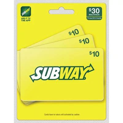 Subway Gift Card Multi-Pack, Various Amounts - Sam's Club