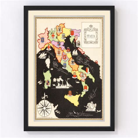 Vintage Map of Italy 1938 by Ted's Vintage Art