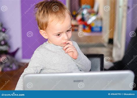 Child Using Laptop At Home Stock Image Image Of Cute 49644795