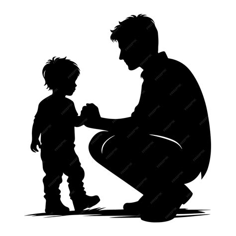 Premium Vector Father And Son Silhouette Vector