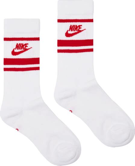 Nike Sportswear White & Red-Stripe 'Essential' Socks | INC STYLE