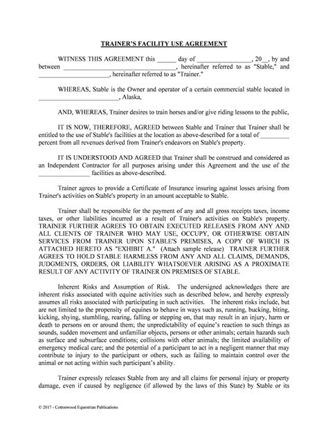 Facilities And Equipment Use Agreement Form Fill Out And Sign