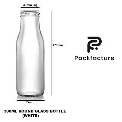 Transparent Ml Round Glass Bottle Milkshake Juice Lug Cap At Rs