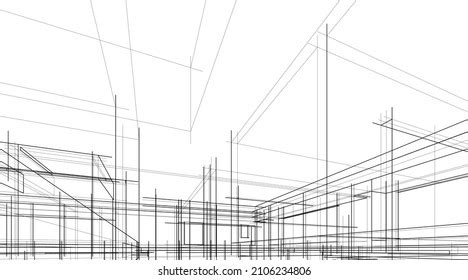 Architectural Sketch House Stock Vector (Royalty Free) 2106234806 ...