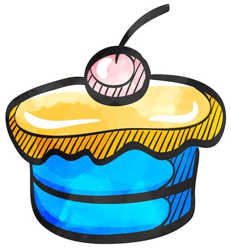 Pastel De Icono De Estilo Acuarela Vector Premium