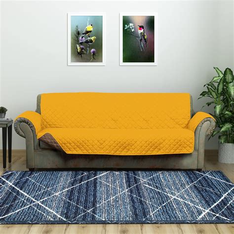 Home By Nilkamal Solid Polyester 3 Seater Sofa Cover Reversible