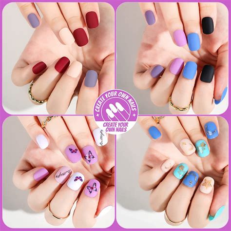 Short Press On Nails Matte Acrylic Nails, 288pcs Short Round Press On ...