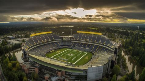 Aerial Shots Shot Of The University Oregon S Football Stadium ...