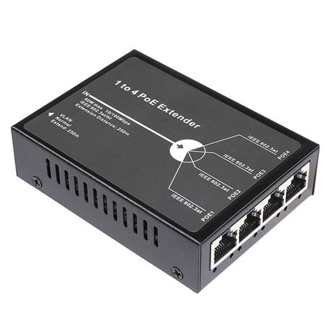 REVODATA Сплиттер PoE-удлинитель 4-портовый 1x повторитель PoE+ с 4 ...