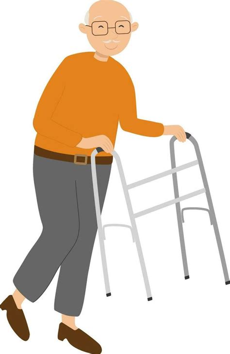 Vector Illustration Of Old Man With Walking Frame 27866957 Vector Art