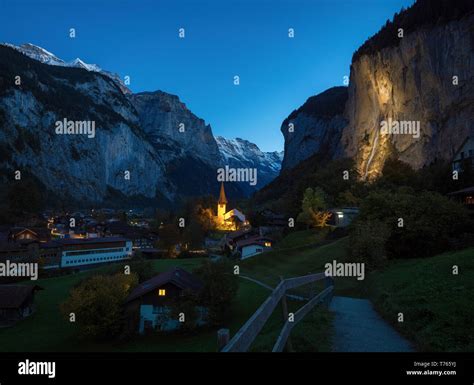 Lauterbrunnen at Night Stock Photo - Alamy