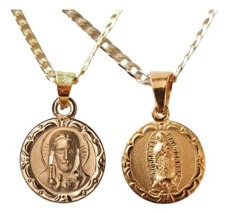 Medalla Virgen De Guadalupe Con Sagrado Oro Laminado 14k Meses Sin